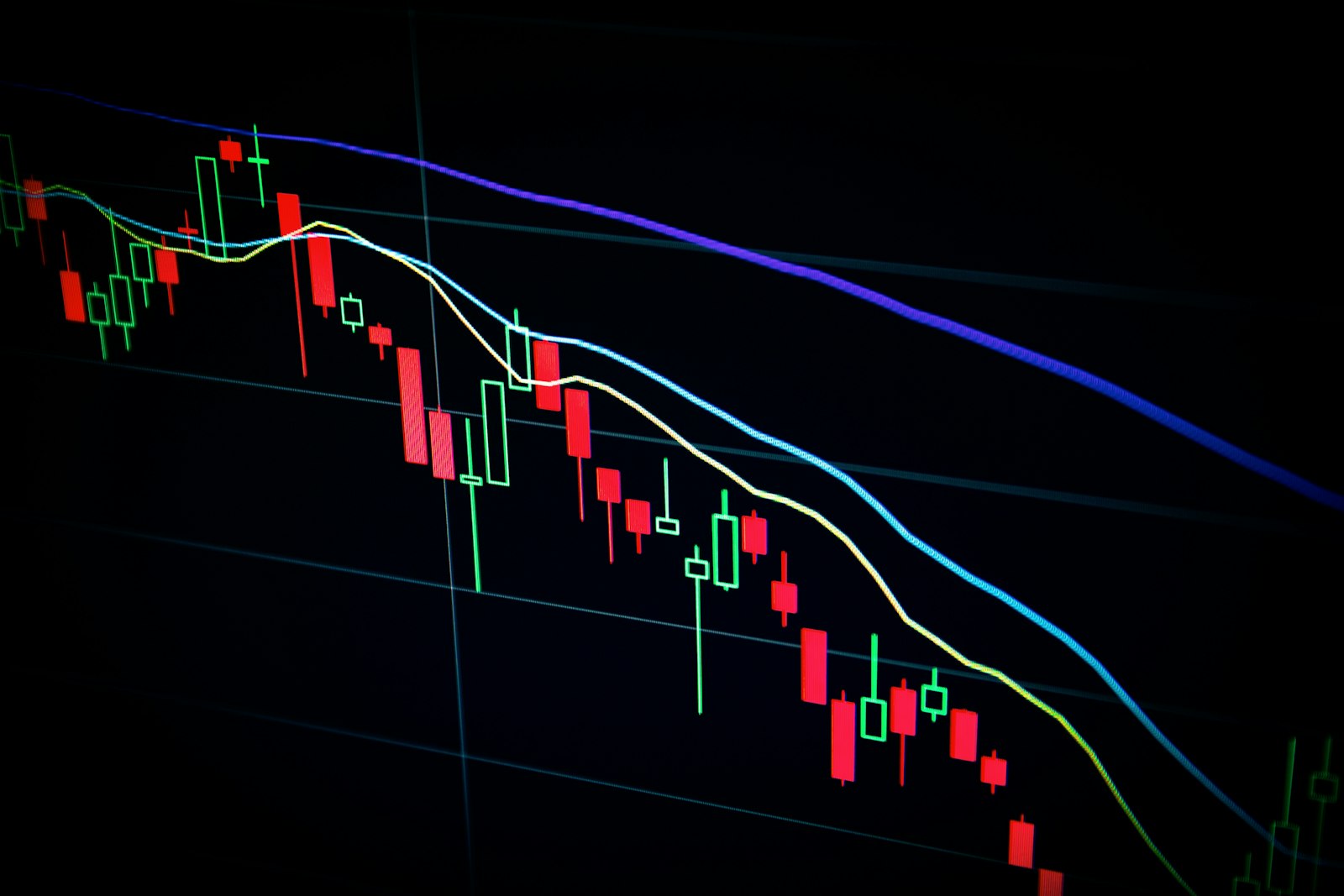 Crypto market trading chart on a dark screen