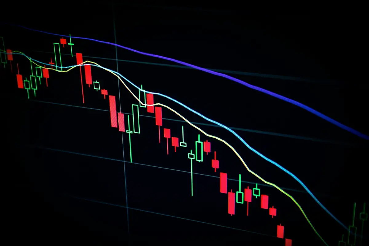 Crypto market trading chart on a dark screen