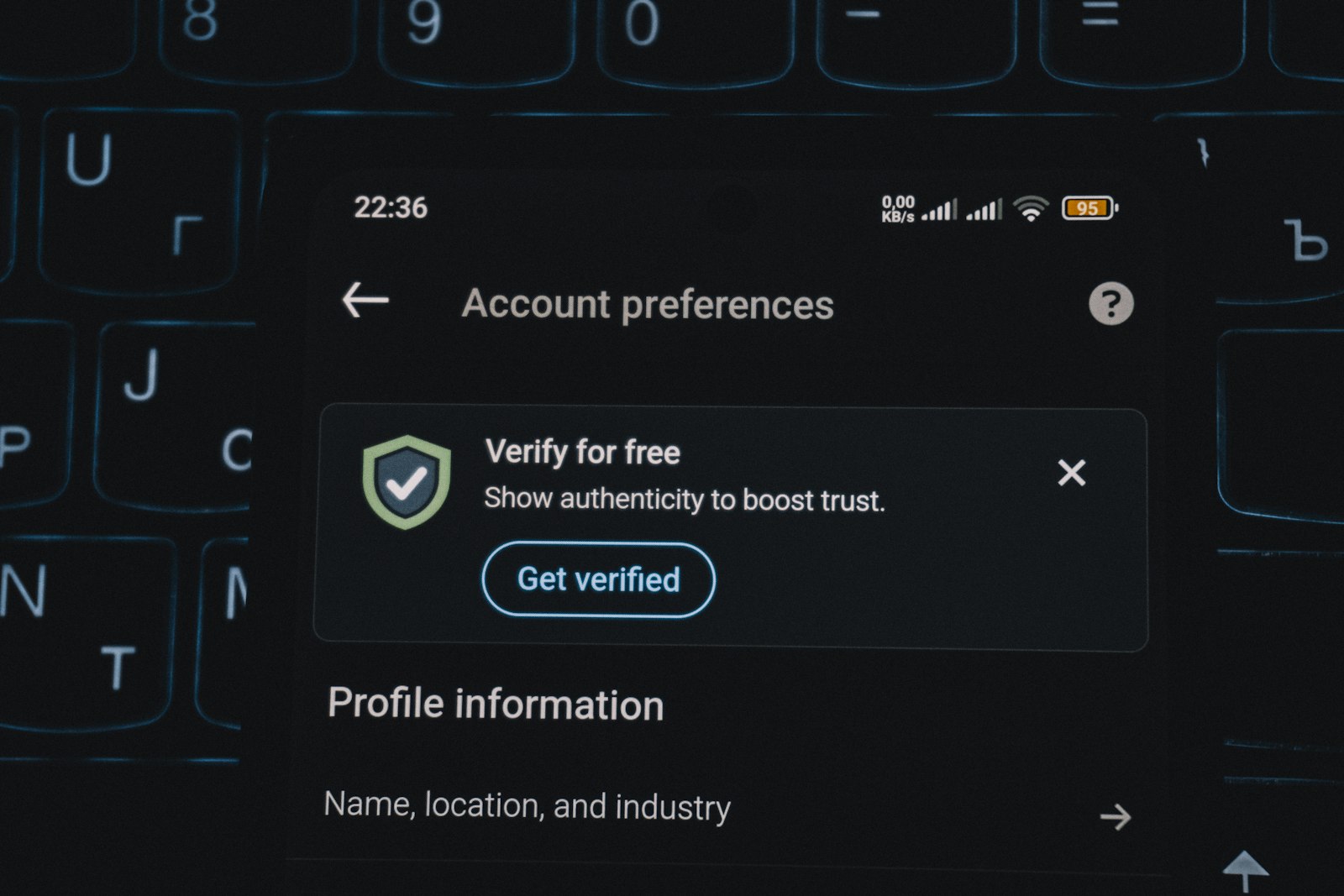 Identity verification prompt on a smartphone during onboarding